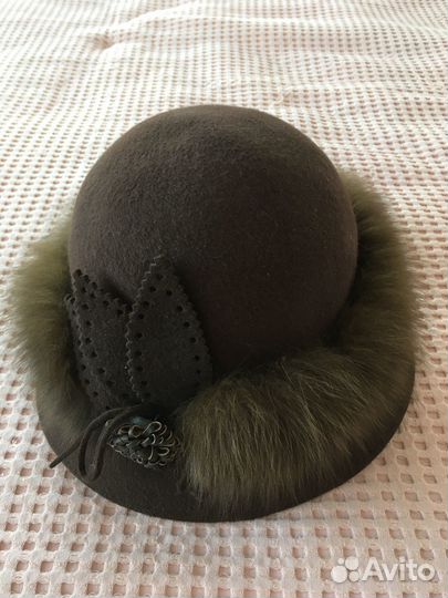 Шляпа женская шерсть с мехом