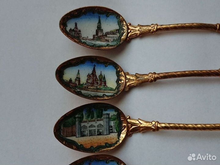 Ложки декоративные СССР, эмаль 6шт