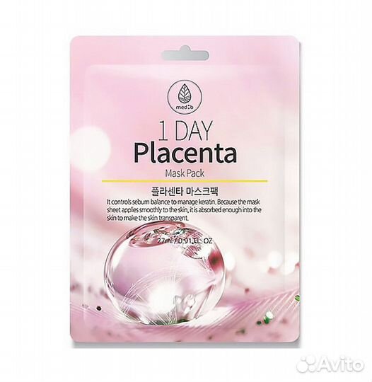 Тканевая маска, д/лица с плацентой/Placenta 1DAY