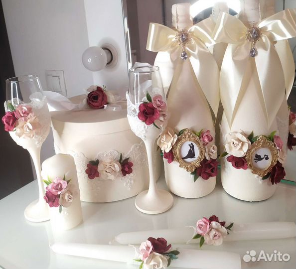 Свадебный набор,шампанское,свечи