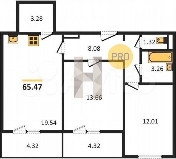 2-к. квартира, 65,5 м², 9/10 эт.