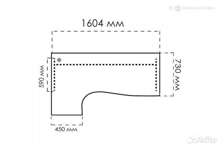 Стол письменный эргономичный левый (с заглушками) А-202.лв