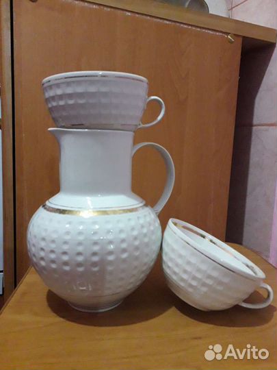 Кувшин с чашками фарфор СССР