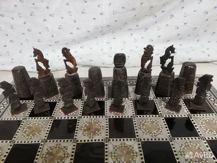 Шахматы из Египта резьба инкрустация ручная работа