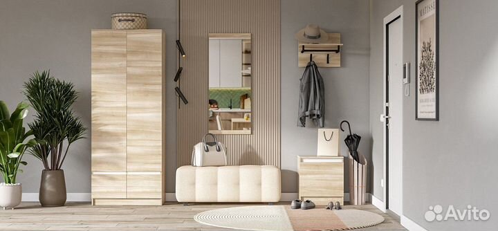 Прихожая сплит 6 Сонома, Белый снег,рассрочка