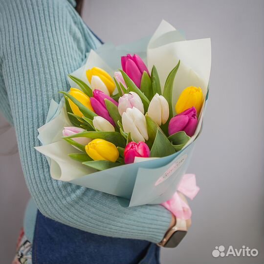 Букет 15 тюльпанов микс - Корпоративный, цветы дос