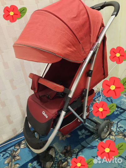 Коляска б/у компактная, цвет гранат