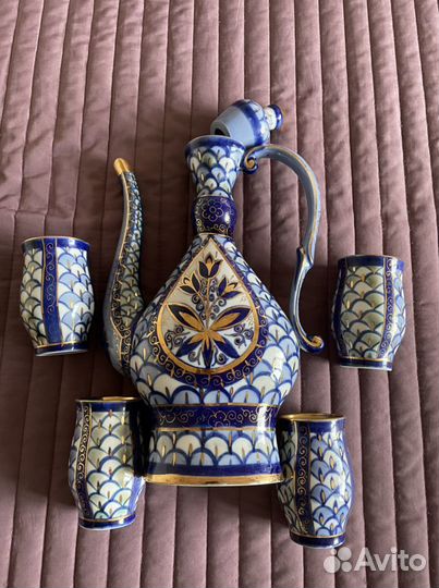 Сервиз. Кумган. Кобальт, золочение. Ручная роспись