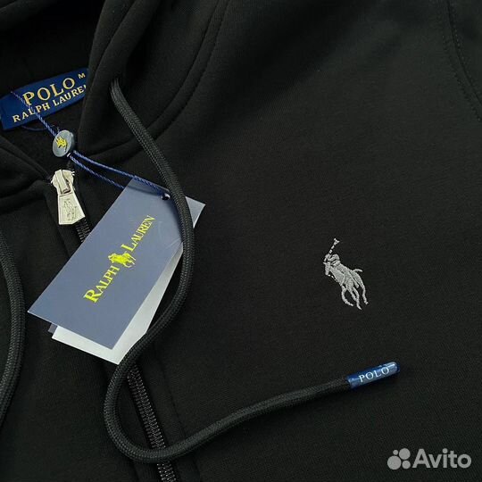 Зип худи Polo ralf lauren на флисе черное