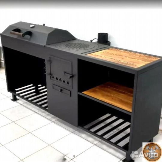 Мангал с печью и барбекю 4в1