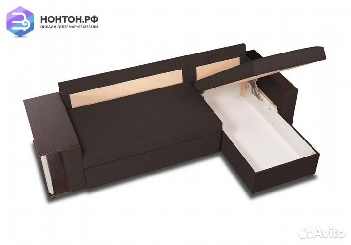 Диван угловой дельфин Форест кофейный