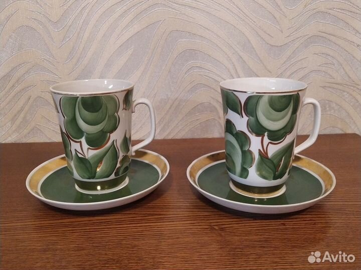 Чайная пара Красный Фарфорист СССР бу