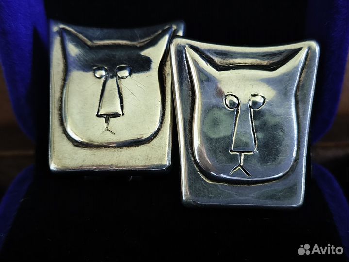 Серьги серебро котики