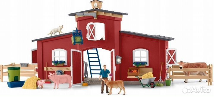 Schleich Farm World Большая красная ферма с животн