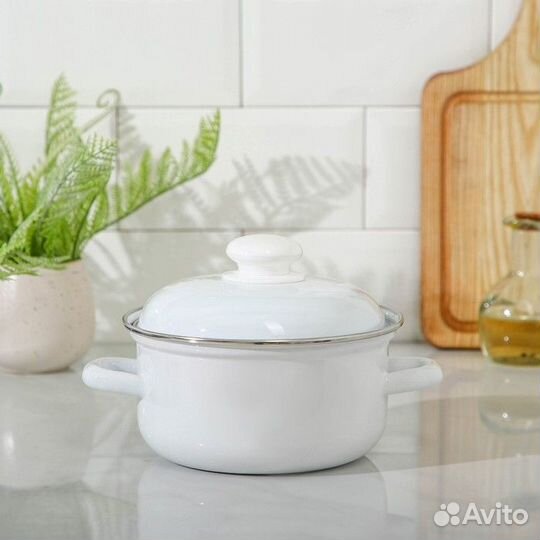 Кастрюля цилиндрическая, 1,5 л, d16 см, эмалирован