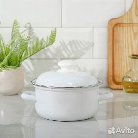 Кастрюля цилиндрическая, 1,5 л, d16 см, эмалирован