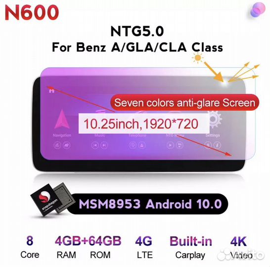 Шгу для Мerсеdes Веnz CLA/GLA/A (2015-2018) 10.25