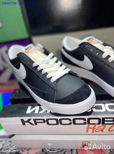 Nike Blazer Low Black White Swoosh (Арт.32359)