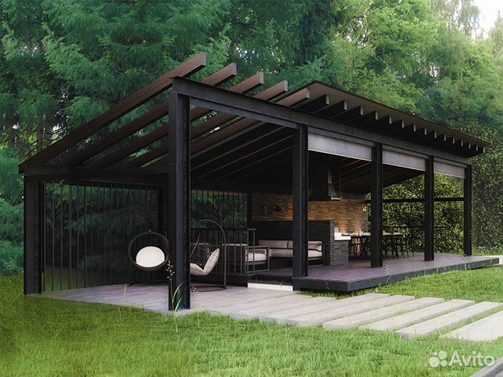 Беседка в стиле лофт