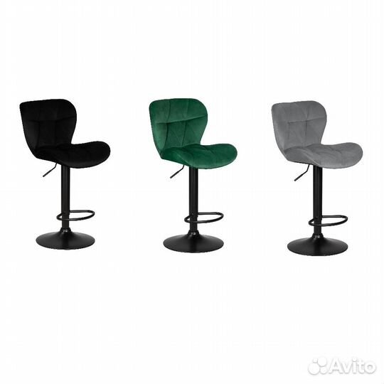 Стул барный Барни (ракушка) черный каркас, велюр