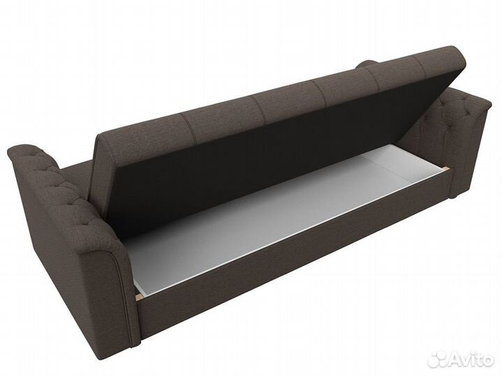 Диван книжка Сиеста коричневый рогожка прямой