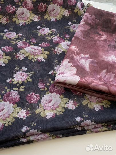 Тюль готовый в цветочек