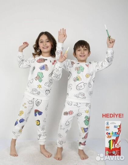 Пижама детская Zara с фломастерами 98-140