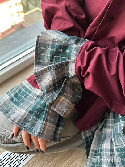 Рубашка бордо апсайкл дизайнерская