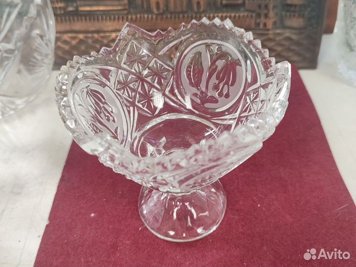 Хрустальная вазочка конфетница СССР