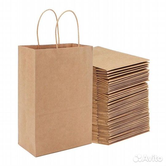 Бумажные крафт пакеты с кручеными ручками