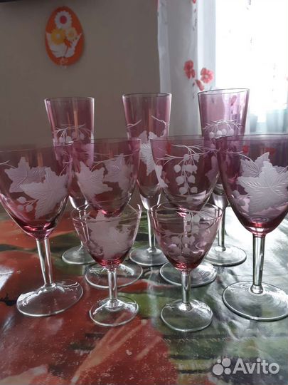Фужеры розовое стекло СССР и др
