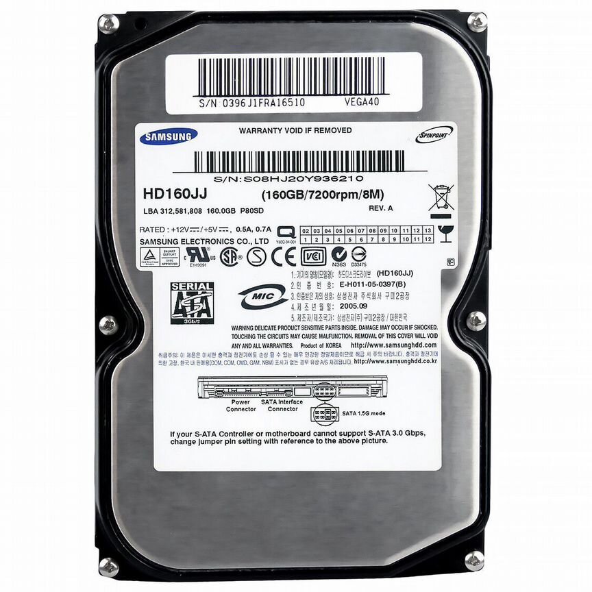 [HD160JJ] Жесткий Диск Samsung 160gb Sata2 3,5 Hd160jj