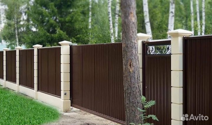 Забор из профлиста ,ворота быстро