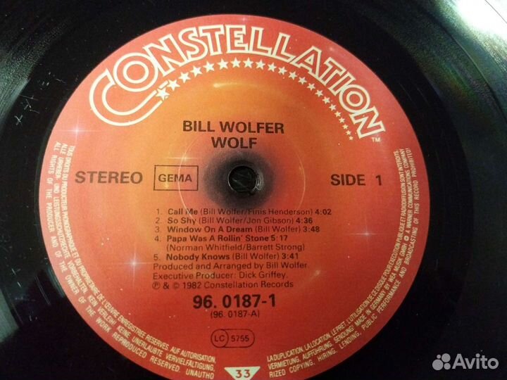 Bill Wolfer Wolf Винил 1982