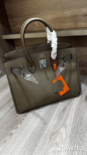 Сумка женская Hermes birkin 30 серебро