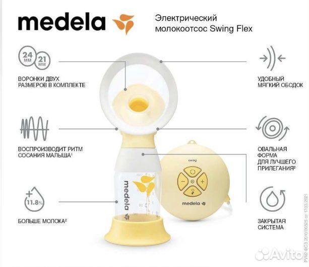 Молокоотсос электрический medela swing flex