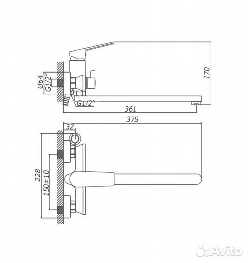 Смеситель для ванны Accoona 71125F Черный