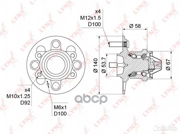 Ступица колеса зад прав/лев WH1239 lynxauto
