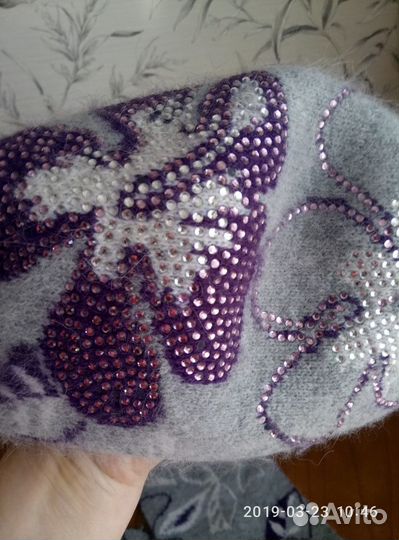 Комплект берет с шарфом из ангорки