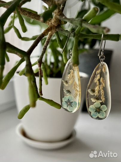 Серьги эпоксидная смола, сухие цветы