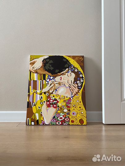 Картина интерьерная акрилом Густав Климт «Поцелуй»