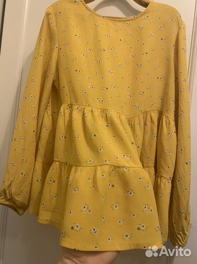 Желтая блуза h&m для девочки 9-10 лет 140 см