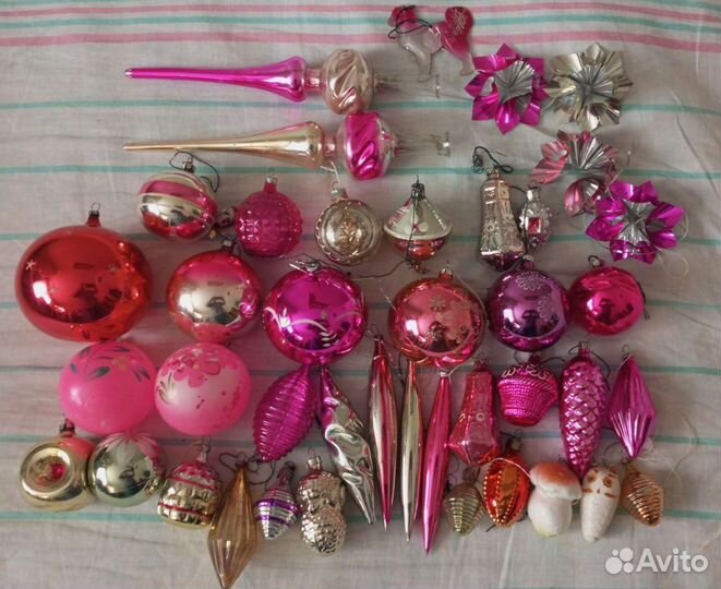 Елочные игрушки СССР (много) +ёлочка+гирлянда