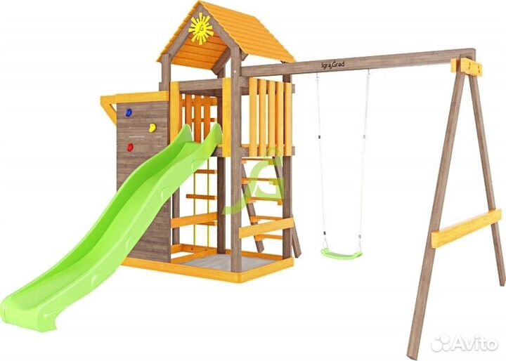 Деревянная площадка для дачи Игруня 5 с турником