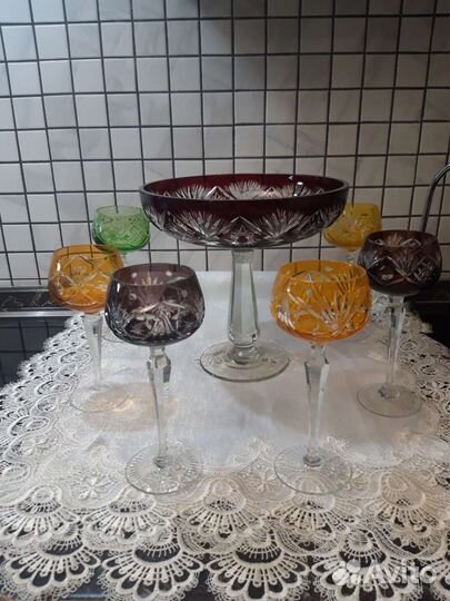 Ваза гдр цветной хрусталь