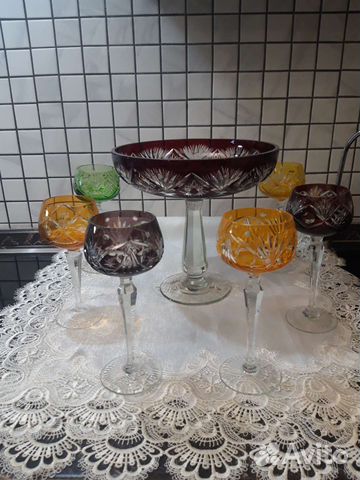 Ваза гдр цветной хрусталь