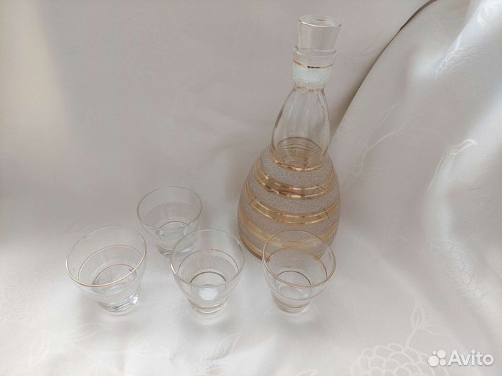 Графин с рюмками СССР насыпное стекло Штоф СССР