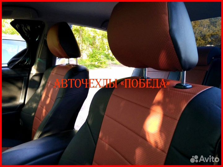 Чехлы Toyota Camry v40 из экокожи чёрно-коричневые