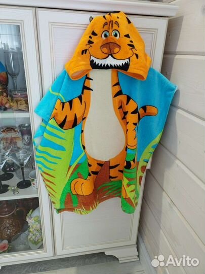 Детское полотенце пончо махровое Тигр