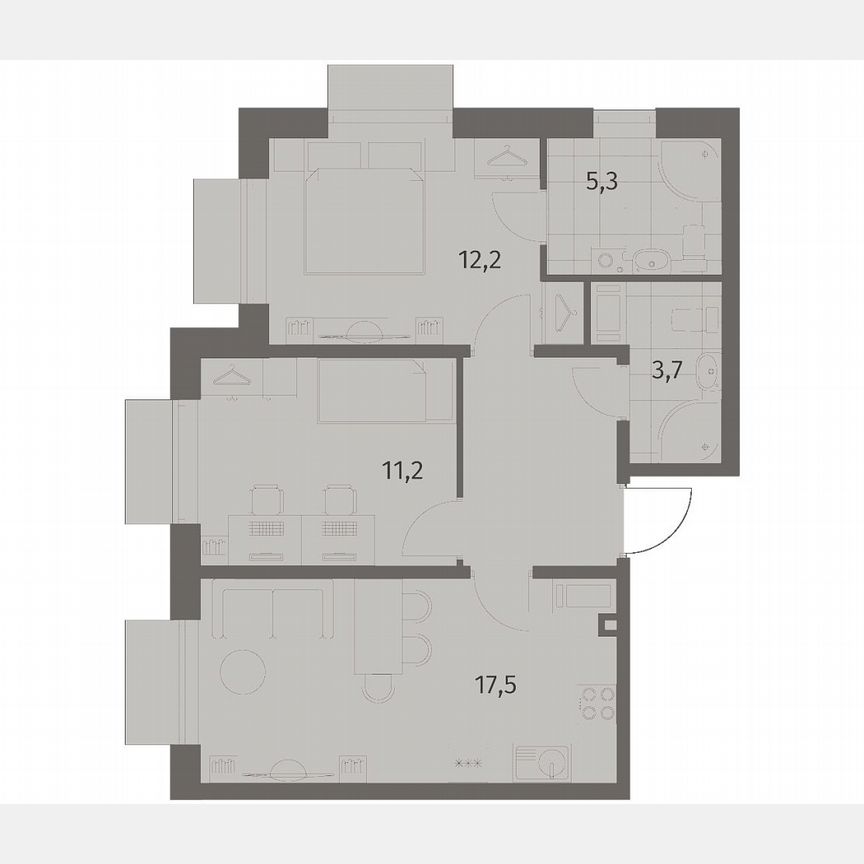 2-к. квартира, 56,7 м², 6/8 эт.